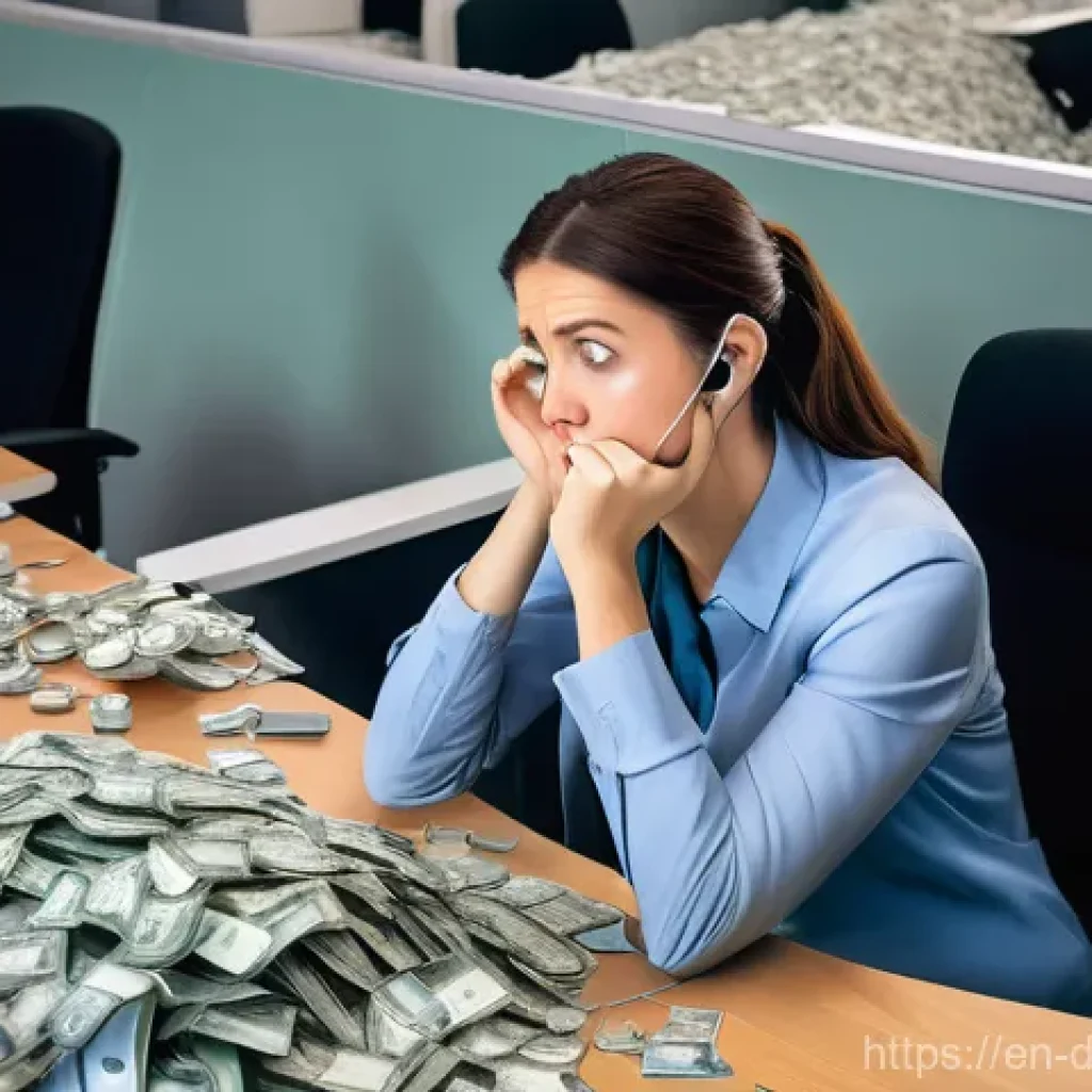 데이터 품질 관리와 분석적 사고 - **Prompt:** A highly stressed and overwhelmed professional businessperson (female, mid-30s, smart ca...